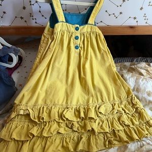 Mini boden 5-6y yellow (cord like) cotton dress